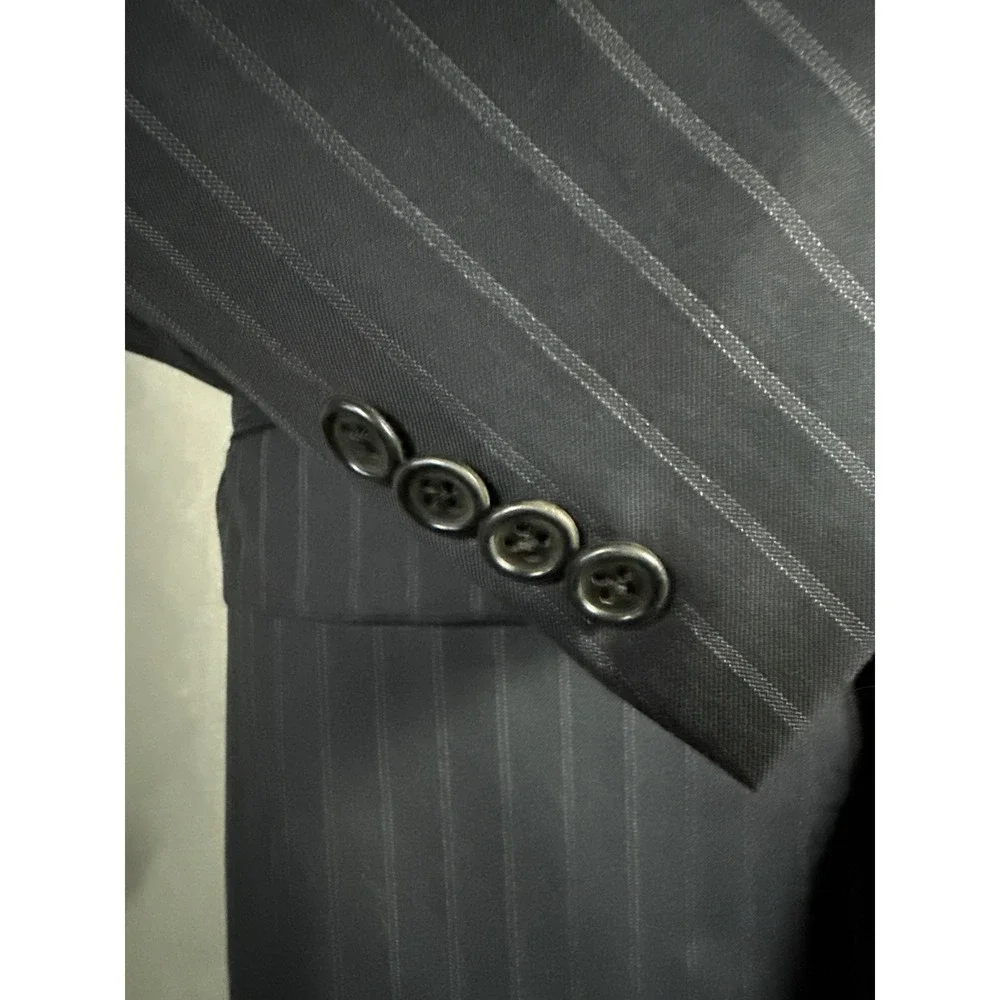 Hickey Freeman Madison Pinstripe Wool Blazer Loro Piana 43R Super 150s Tasmanian